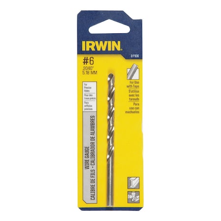 Irwin Irwin No 6 X 3-3/4 in. L High Speed Steel Wire Gauge Bit Straight Shank 1 pc 81106